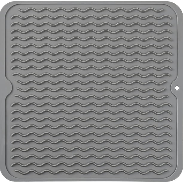 MicoYang Tapete de silicona para secar platos para uso múltiple, fácil de limpiar, ecológico, tapete de silicona resistente al calor para encimera o fregadero de cocina, refrigerador o revestimiento d
