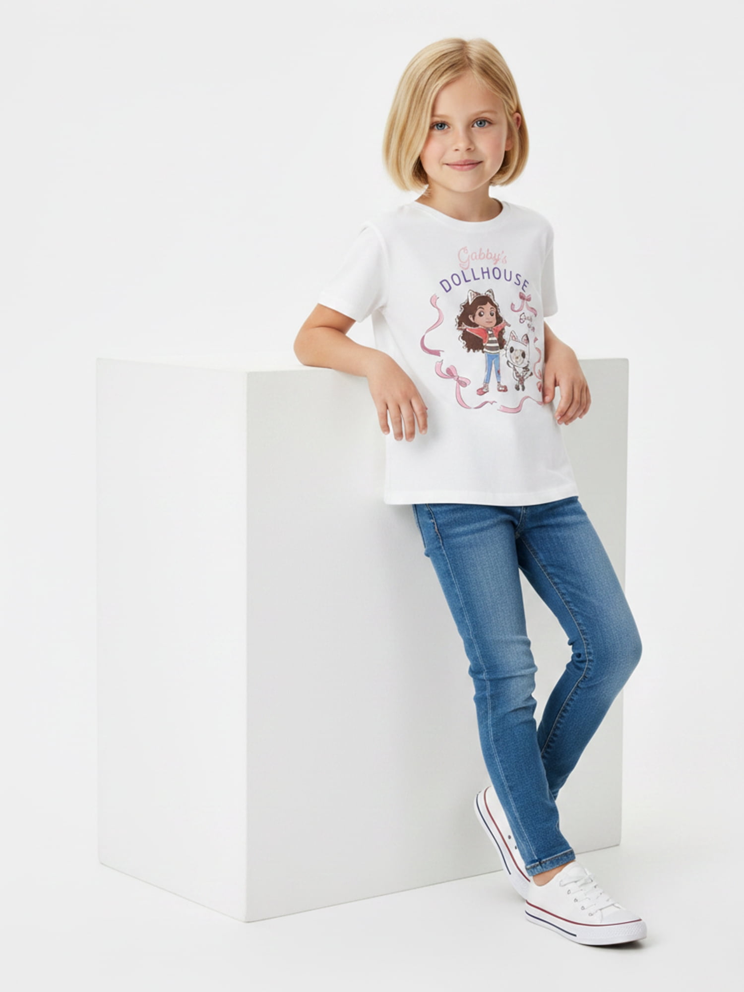 Gabby's Dollhouse, Girls' Short Sleeve T-Shirt, Gabby and Panda, Sizes 4-16