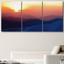 PixonSign Canvas Print Wall Art Set Sunset in The Mountain Valley Nature Wilderness Photography Realism Rustic Landscape Relax/Calm Multicolor Dark for Living Room, Bedroom, Office - 24"x36"x3