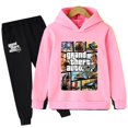 thumbnail image 3 of Conjunto de 2 piezas de sudaderas con capucha y pantalones largos de dibujos animados para niños, juego de Gta 5, ropa para niños de 4 a 14 años, chándal de otoño, 3 of 5