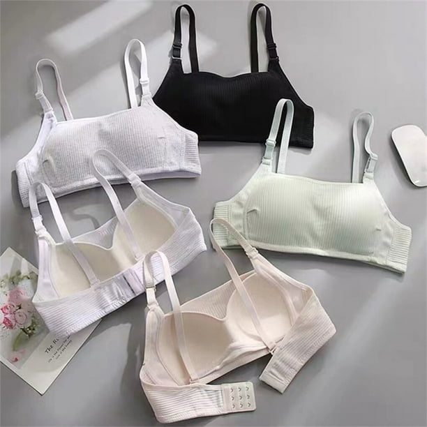 Girls Bras Adolescent Tube Top 3 Hook-and-eye Lingerie Gather for Sports  Students Bralette Solid Color Vest Underwear for Light gray white