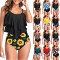 thumbnail image 1 of Abcnature Women's Bikini Swimsuits Sets, Thong Bikini Sets High Waisted Two Piece Ruffled Flounce Top With Ruched Bottom Swimwear Bikini Sets for Women Black L, 1 of 6