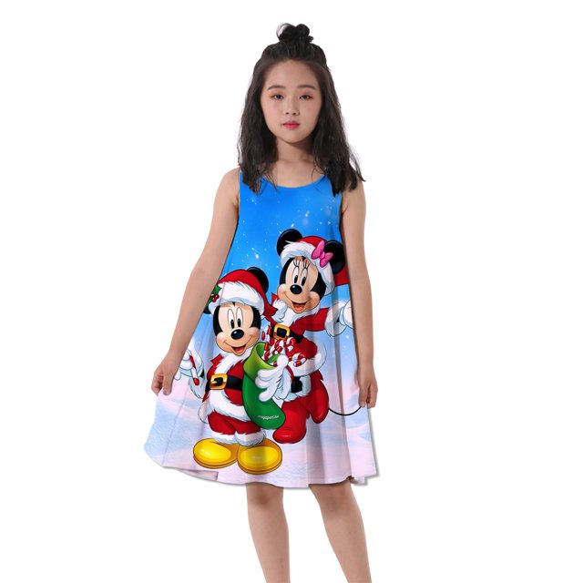 Girls Minnie Mouse Cartoon Disney Series Dress Kids Costume 3D Mickey Fancy 2-16 Years Birthday Party Dress Child Casual Clothes4T Gao Jinjia LED