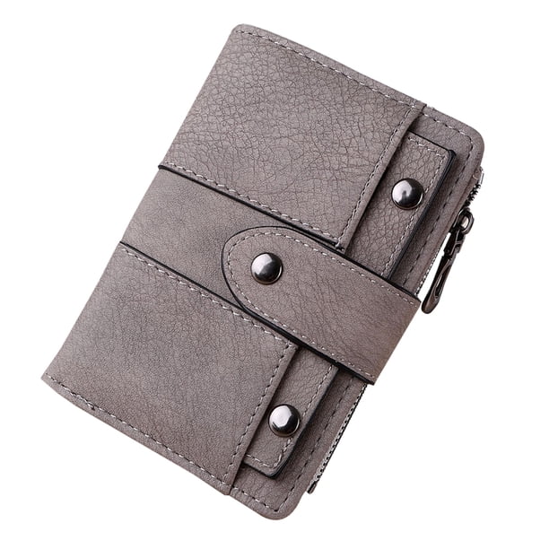 Cartera pequeña de piel suave para mujer con bloqueo RFID y tarjetero