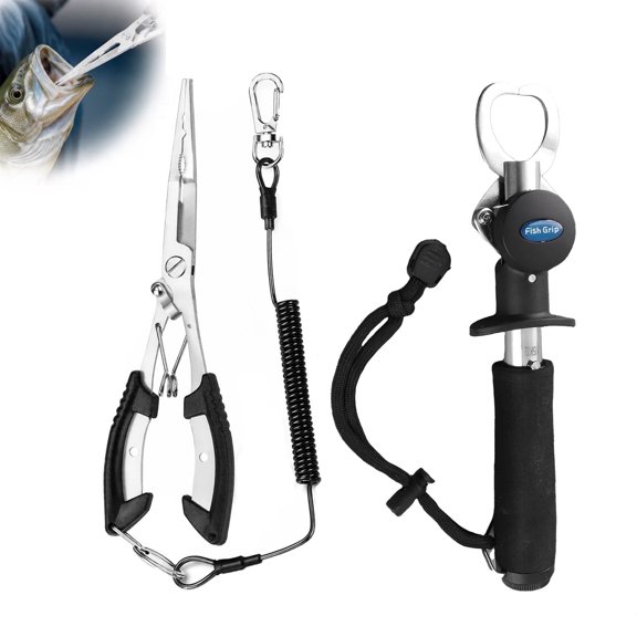Multi‑Purpose Fishing Tool Kit – Stainless Steel Pliers & Lip Clip with Scale, for Sea & Sport Fishing