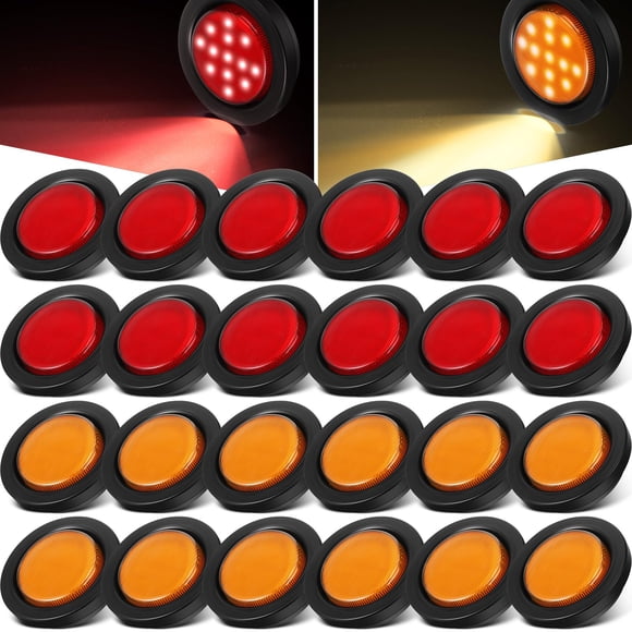 Clearance Lights Retisee, 24 unidades, 6,35 cm, redondas, 13 LED, 12 V, camión