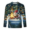 thumbnail image 4 of SERTG Men's Christmas Gifts Tops Casual Pullover Shirt Christmas Print Round Neck Long Sleeve Soft Fashion Top Men T-Shirt Blouse Tops(Dark Blue,5XL), 4 of 5