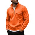 thumbnail image 2 of Mens Quarter Zip Pullover Sweatshirt Fall Winter Long Sleeve Casual Plain Stand Collared Sweatshirts with Pockets, 2 of 6