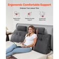 thumbnail image 3 of KFFKFF King Size Wedge Headboard Pillow with Side Pockets and Adjustable Headrests, Washable Flannel Cover, Ideal for Reading, Gaming, Resting, and Working in Bed, Grey, 3 of 9