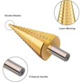 thumbnail image 4 of Broca para avellanador escalonado de metal HSS, 4 piezas de 4-12/20/32 mm, avellanador cónico triangular, hexágono, acero inoxidable, metal con revestimiento de titanio para acero/madera/latón/plásti, 4 of 5