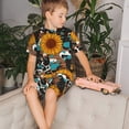 thumbnail image 4 of Balery Vintage Sunflowes Conjunto de Pijama Infantil de Manga Corta con Estampado – Ropa de Dormir de Algodón Suave-Small, 4 of 6