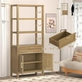 thumbnail image 2 of Homhougo Bookshelf, 71" 6-Tier Bookcase with Doors & Drawer, Adjustable Shelves, Farmhouse Storage Cabinet for Home Office, Living Room, Bedroom, 2 of 8