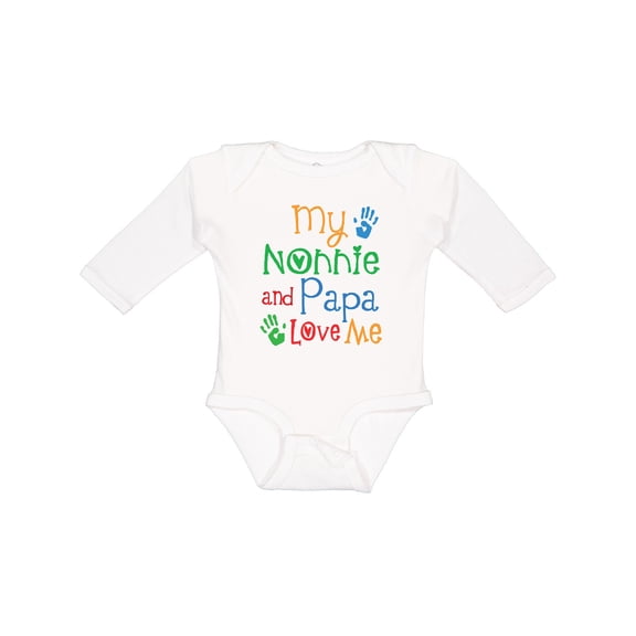 Inktastic Nonnie and Papa Love Me Grandchild Boys or Girls Long Sleeve Baby Bodysuit