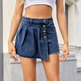 thumbnail image 6 of Womens Crossover Jean Shorts - Stretch High Waisted Trendy Denim Shorts Curvy Casual Summer Clothes, 6 of 6
