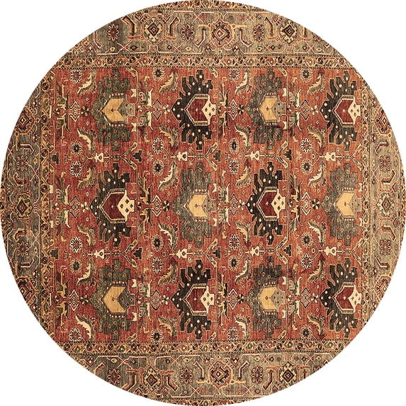 Ahgly Company Indoor Round Oriental Brown Industrial Area Rugs, 5' Round