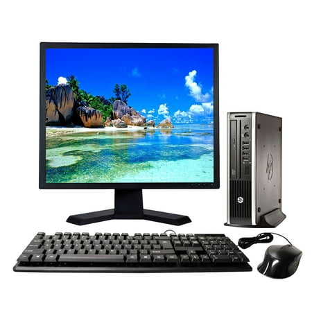 HP Compaq 8200 Elite USFF Desktop Intel Core i3-2100 3.10GHz 4GB RAM 250GB HDD Keyboard and Mouse Wi-Fi 19" LCD Monitor Windows 10 Pro PC