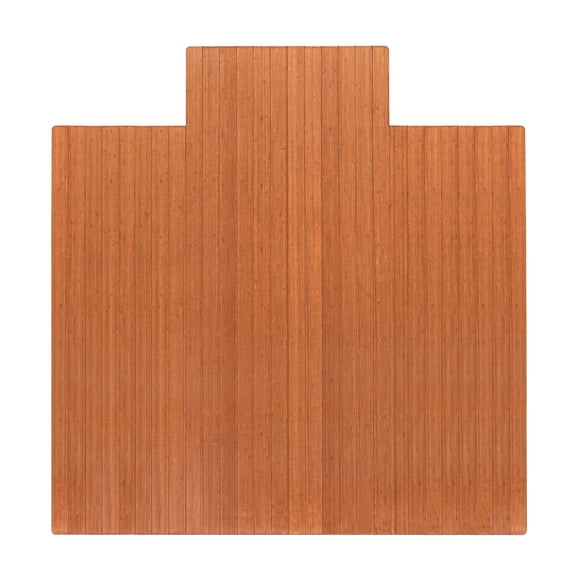 Anji Mountain 55" x 57" Bamboo Chair Mat for Carpet and Hard Floor, 5mm - Rectangular with Lip, Walnut