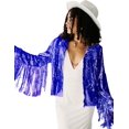 thumbnail image 1 of LinYooLi Veste à Paillettes à Franges pour Femmes, Manches Longues, Rétro, Réfléchissante, 1 of 3