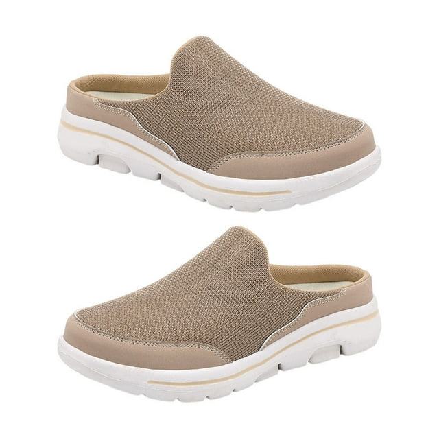 facefd 1 Paire de Sandales à Enfiler pour Femmes, Style Décontracté Portable, Couverture en Maille, Respirantes, Design Simple, Khaki Taille 39