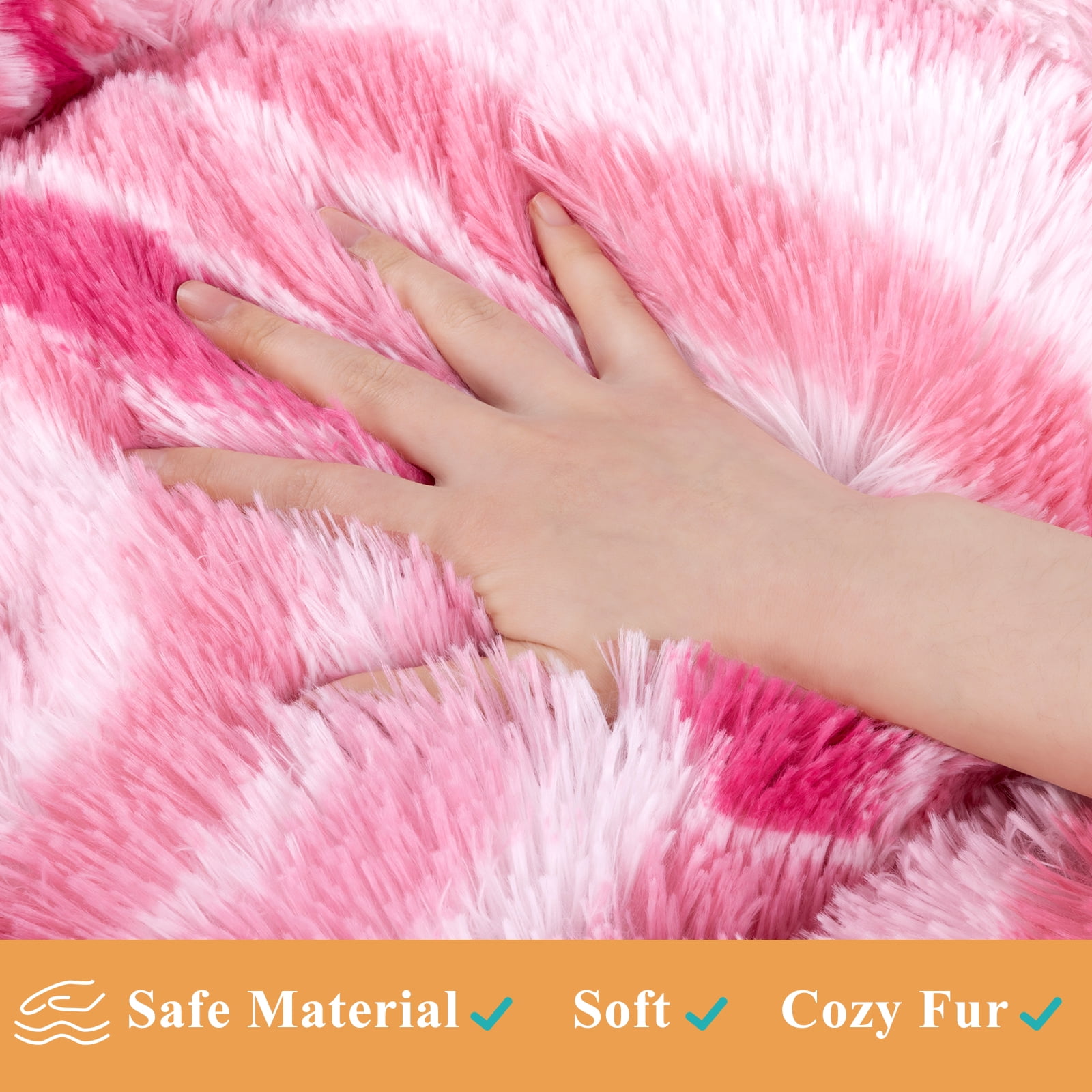Vaukki 30"Dog Bed with Non Slip Bottom,Soft Warm Faux Fur Pet Bed,Comfortable Donut Round Plush Dog and Cats Beds,Pink