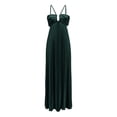thumbnail image 5 of Wxolcjlv Womens Dresses Solid Halter Neck Pleated Sleeveless Flowy Summer Beach Maxi Dress, 5 of 6