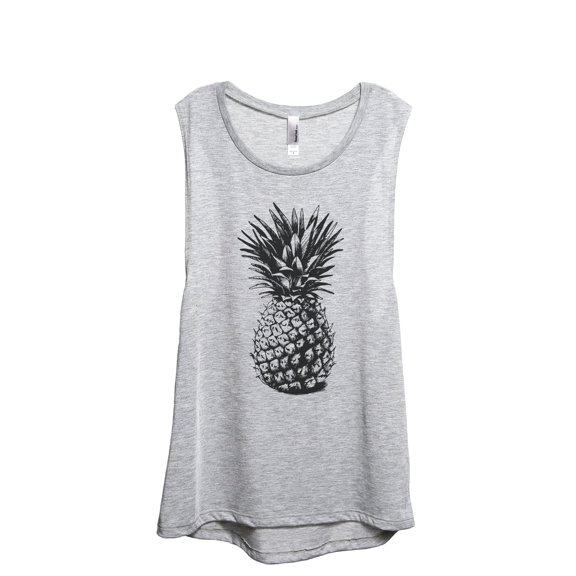 Pineapple Sketch Women's Fashion Sleeveless Muscle Workout Yoga Tank Top Sport Grey Large