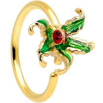 Body Candy Womens 20G PVD Steel Nose Ring Green Leaf Ladybug Nose Hoop Ring Circular Nose Ring 5/16”