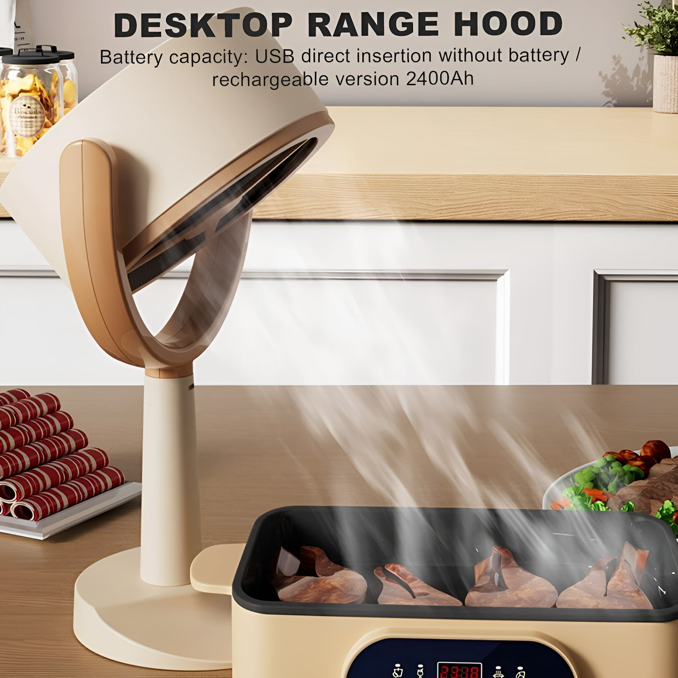 HIBIBUD Purifier Fan Rechargeable,Smoke Fan for Smoking Indoors,Household Small Desktop Range Hood Portable Smoke Purifier Fan Desk Air Purifier for Office