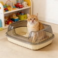 thumbnail image 4 of RKSTN Semi-Enclosed Cat Litter Box, Splash-Proof Cat Toilet, Deodorant Cat Litter Box Beige, 4 of 5