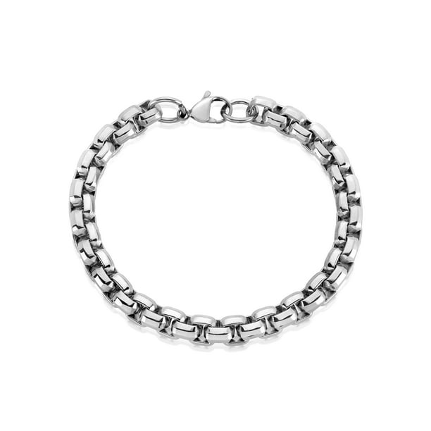 West Coast Jewelry - Men's Stainless Steel Beveled Box Chain Bracelet ...