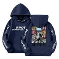 thumbnail image 1 of Moonsky Sudadera con capucha y cordón HUNTRX, estampado de grupo de chicas coreanas, jersey corto, suave y cómodo, top de manga larga para primavera y otoño.,Azul marino,120, 1 of 4