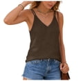 thumbnail image 4 of vigerkar Womens V Neck Spaghetti Strap Tank Tops Dressy Casual Camisole Blouses Sleeveless Loose Cami Basic Tank Shirt (Coffee, S), 4 of 8