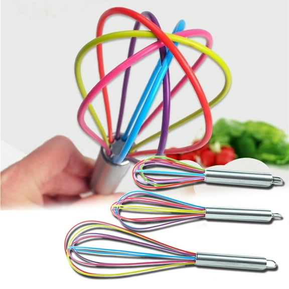 Cheers.US 3 Pcs/Set Egg Whisk, Whisks for Cooking Silicone Mini Whisk Sturdy Colored Balloon Egg Beater for Blending Whisking Beating Stirring Cooking Baking