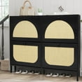 thumbnail image 2 of Latepis Shoe Cabinet with 4 Flip Rattan Drawers 32 Pairs Wooden Shoe Storage Cabinet Organizer for Entryway Black, 2 of 8