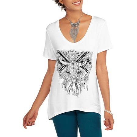 Project Karma Women's Americana Hi-Low Graphic T-Shirt
