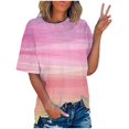 thumbnail image 2 of T-Shirts Shirts For Women Sevevn Women's Fashion Printed T-Shirt Short Sleeves Blouse Round Neck Casual Tops, 2 of 6