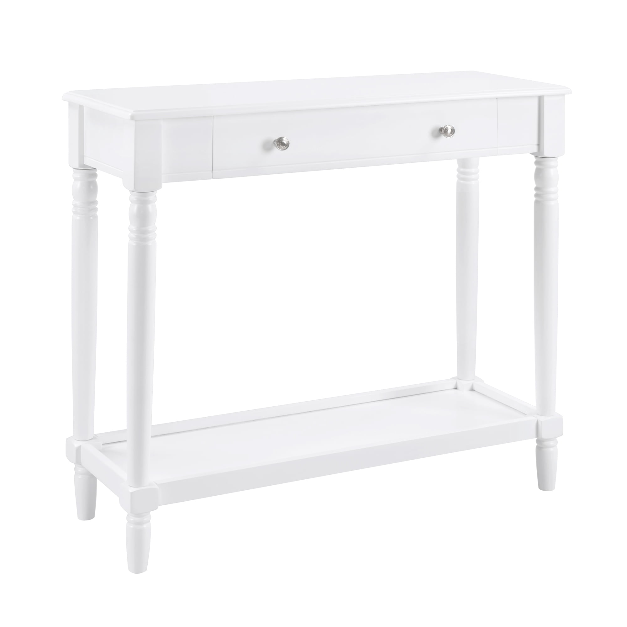 Convenience Concepts French Country Manor No Tools 1 Drawer Hall Entryway Table with Shelf, White