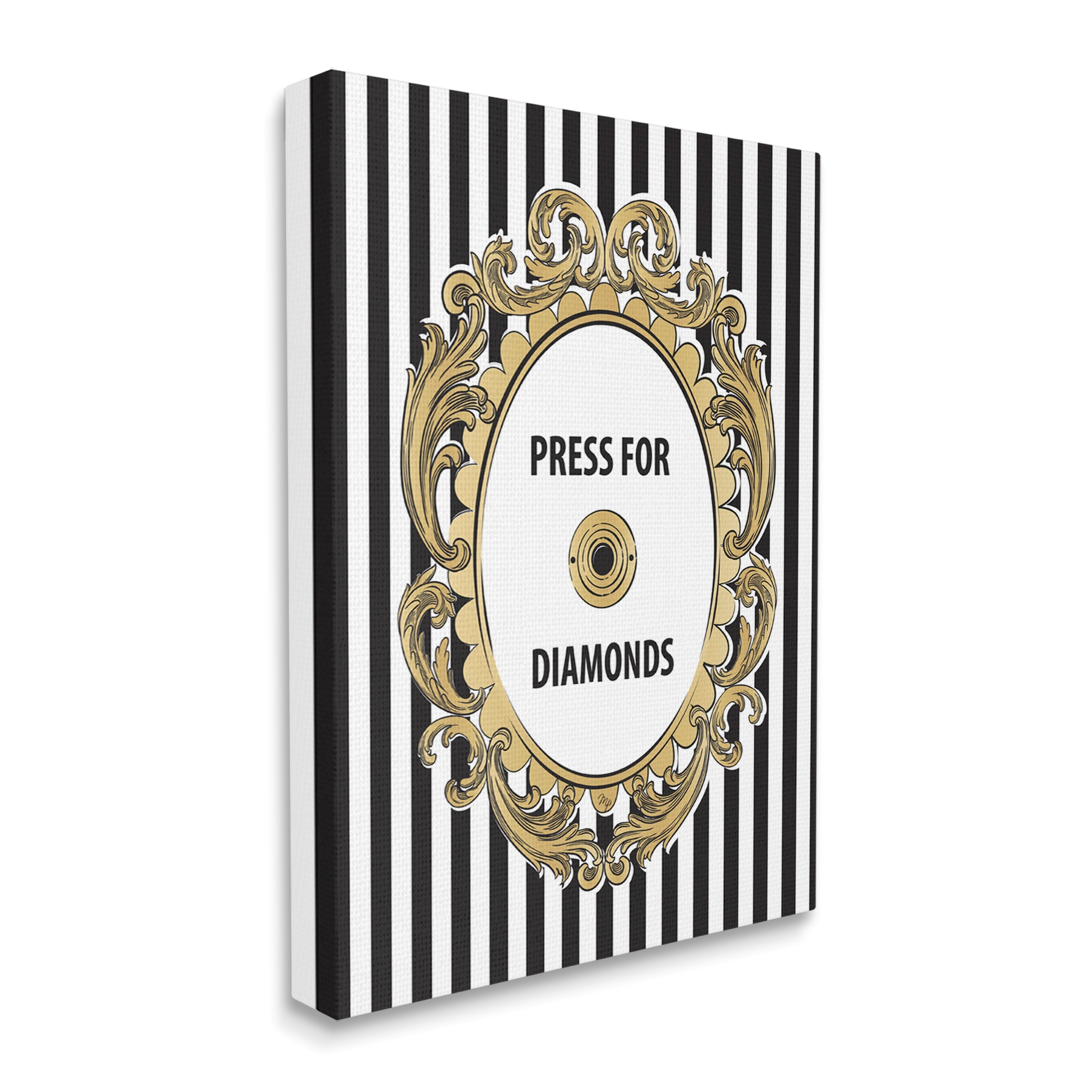 Stupell Industries Press For Diamonds Phrase Beauty & Fashion Painting Gallery Wrapped Canvas Art Print Wall Art, 24 x 30