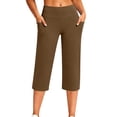 thumbnail image 2 of YanHoo Yoga Capris for Women Elastic Waist Pull On Stretchy Capri Pants Casual Comfy Cropped Trousers with Pockets, 2 of 8