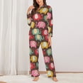 thumbnail image 2 of Salouo Cute Elephants Pattern Women's Pajamas Set Long Sleeve Button Down Sleepwear Soft Pj Lounge Sets for women 2 Piece Pjs Set with Long Pants-Medium, 2 of 7