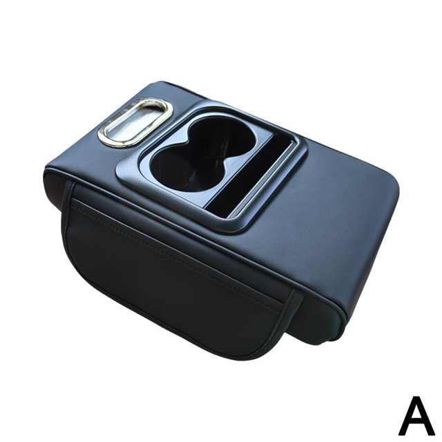 Wbxfbo Car Center Console Armrest Storage Box With 2 Cup PU Leather Thicken Armrest Heightening Storage Pad Organizer Box Tissue