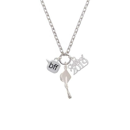 Silvertone Text Chat - bff - Best Friends Forever - Class of 2019 Graduation Zoe (Best Statement Necklaces 2019)