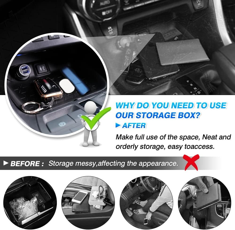 Canvcle Center Console Organizer for 2019-2025 Toyota RAV4 Accessories Secondary Glove Box Insert Tray Non-Slip Set of 4