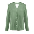 thumbnail image 4 of HAiming Womens Long Sleeve Sweatshirt V Neck Button down Jackets Fall Tops 2025 Trendy Casual Loose Blouse Outwears, 4 of 5