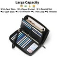 thumbnail image 3 of Womens Wallet RFID Blocking Leather Zip Around Wallet Large Capacity Long Purse Credit Card Clutch Wristlet Black, 3 of 7