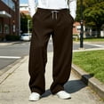 thumbnail image 6 of Men's Casual Baggy Sweatpants Wide Leg Golf Travel Pants Streetwear Joggers with Back Pockets Size 3XL Brown, 6 of 9