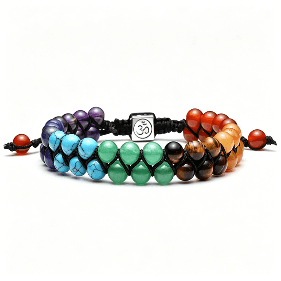 DESIGNICE Bead Chakra Bracelet 7 Chakras Healing Crystals Bracelet Yoga Stone Beads Bracelets Meditation Relax Anxiety Bangle for Womens Mens