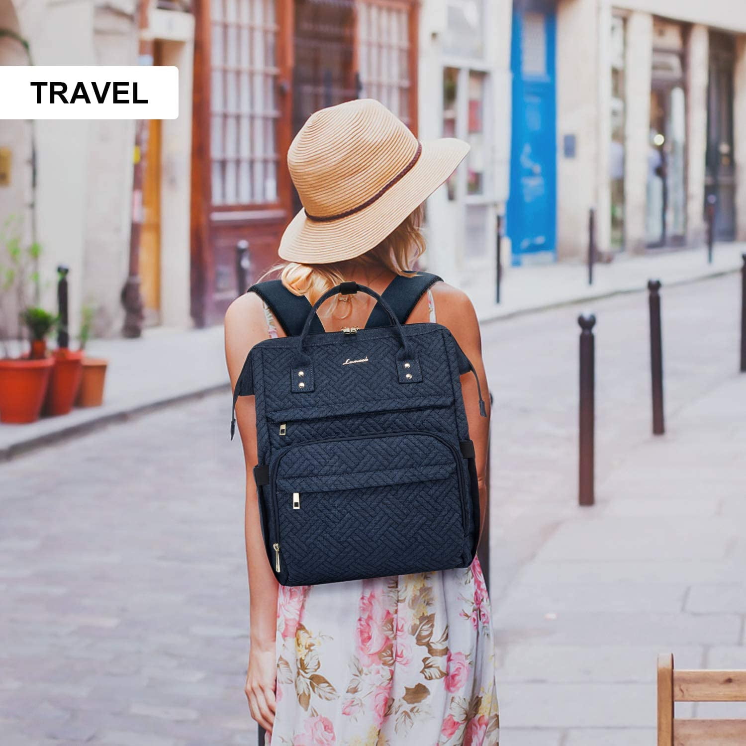 YOUI-GIFTS Nurse Backpack Laptop Backpack for Women with Stethoscope Case & USB Charging Port Anti Theft Travel Backpacks Bookbags Doctor Bag Fits 15.6 Inch Laptop and Notebook, Black
