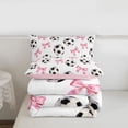 thumbnail image 5 of Erosebridal Cute Bowtie Twin Comforter Sets For Girl,Football Sport Games Ball Theme Kids Bedding Set,Reversible Pink 2 Pieces, 5 of 7