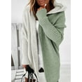 thumbnail image 4 of SHEWIN Women's Cardigan Sweaters Hooded Open Front Chunky Knit Color Block Sweater Fall Winter Outerwear Coat Green, 4 of 11